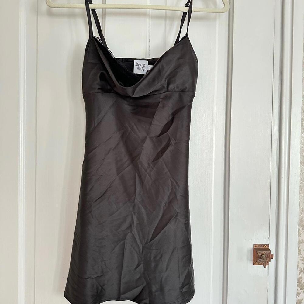Princess Polly Black Satin Slip Dress - Picture 2 of 5